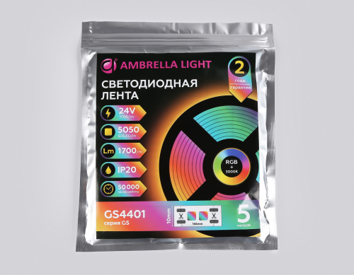 Светодиодная лента 24В 5050 60Led 10Вт/м Цветная RGB+W 3000K IP20 5м фото 9