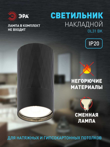 Настенно-потолочный светильник ЭРА OL31 BK Б0056374 фото 3 Настенно-потолочный светильник ЭРА OL31 BK Б0056374 фото 3