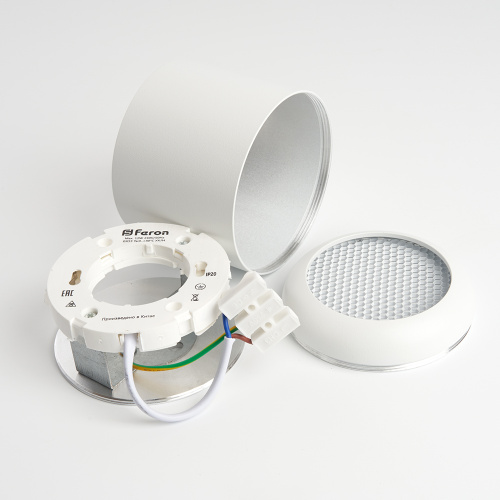 Светильник потолочный Feron HL365 Barrel ECHO 12W, 230V, GX53, белый, с антибликовой сеточкой фото 5