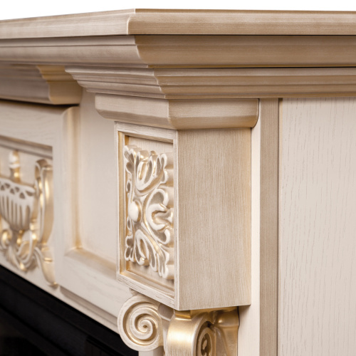 Каминокомплект LONDON/ЛОНДОН Бежевый дуб с золотой патиной с очагом Электроочаг FIRESPACE/ФАЕРСПЕЙС 33 фото 4