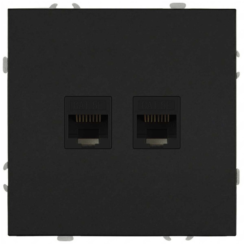 Розетка ЭРА Galaxy 15-3108-05 информационная двойная 2XRJ45 IP20 антрацит Б0070764