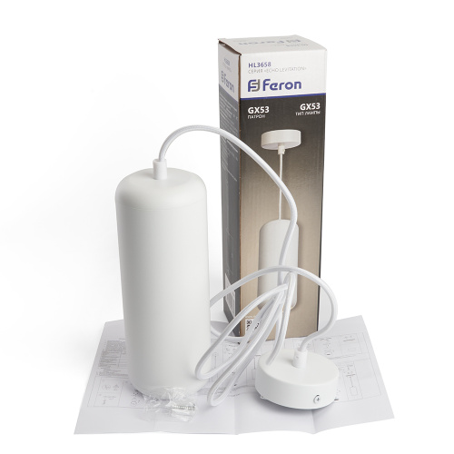 Светильник потолочный Feron HL3658 Barrel ECHO levitation  12W, 230V, GX53, белый, с антибликовой сеточкой, на подвесе 1,7 м фото 10