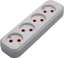 Розетка (колодка) переносная разборная, 4-местная б/з STEKKER, PST10-400-20, белый