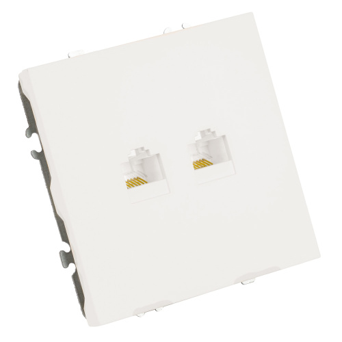 Розетка компьютерная 2-местная RJ-45 (механизм), STEKKER,  серия Эмили, RST00-5111-01, белый фарфор, soft touch фото 5