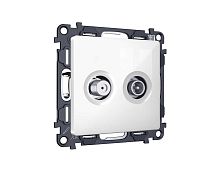 Комплект механизма розетки TV оконечной + SAT 5-862MHz 3.5dB/950-2150MHz 3.5dB Ambrella Volt ALFA Белый глянец QUANT (AP1133, VM217) MA113310