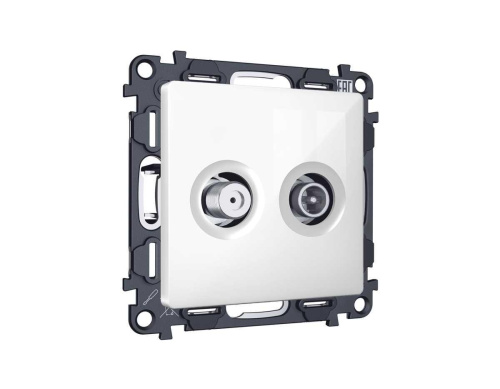 Комплект механизма розетки TV оконечной + SAT 5-862MHz 3.5dB/950-2150MHz 3.5dB Ambrella Volt ALFA Белый глянец QUANT (AP1133, VM217) MA113310