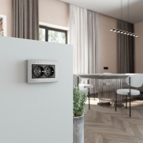 Розетка двойная с заземлением (Hammar черный) W1272008 фото 3