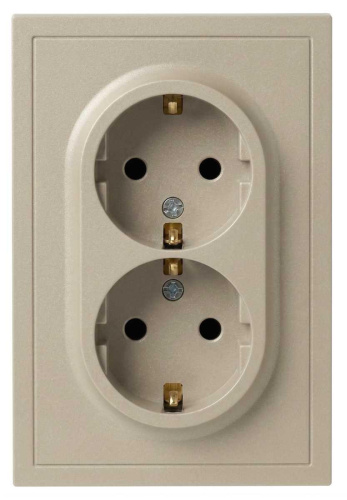 Розетка ЭРА Galaxy 15-2104-04 с заземлением двойная 2X2P+E Schuko 16А-250В IP20 шампань Б0070684 Розетка ЭРА Galaxy 15-2104-04 с заземлением двойная 2X2P+E Schuko 16А-250В IP20 шампань Б0070684