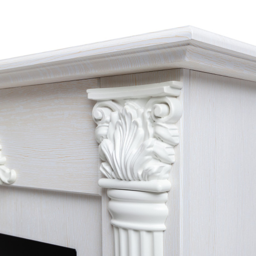 Электрокамин RealFlame Stefania WT белое золото с очагом Majestic Lux Brass фото 5