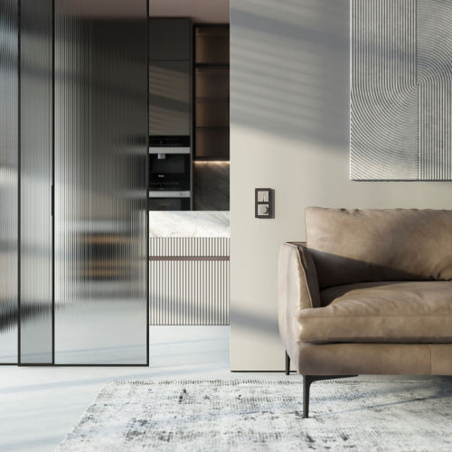 Выключатель двухклавишный проходной с подсветкой (дымчатый) W1222104 фото 3