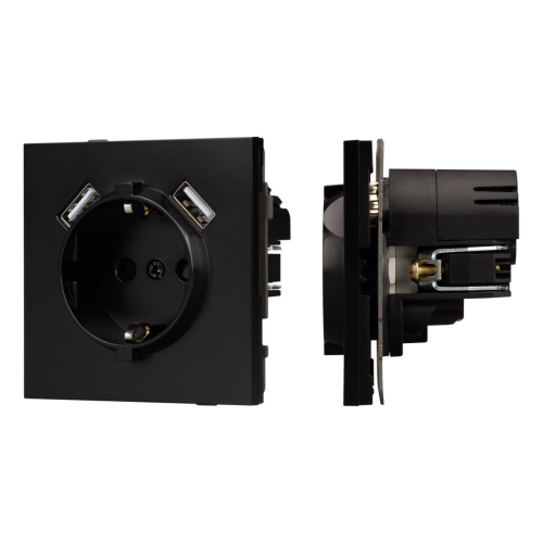Механизм розетки с USB зарядкой SCT-TENDO-MUAA-PL-BK (230V, 16A) Arlight 054083 Механизм розетки с USB зарядкой SCT-TENDO-MUAA-PL-BK (230V, 16A) Arlight 054083