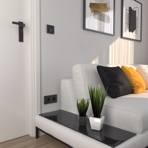 Выключатель двухклавишный проходной с подсветкой (Hammar черный) W1222108 фото 3 Выключатель двухклавишный проходной с подсветкой (Hammar черный) W1222108 фото 3