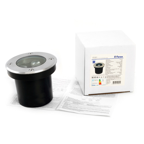 Светодиодный светильник тротуарный (грунтовый) Feron SP2801, 3W, AC/DC12-24V, низковольтный, 3000К, черный, D100*H80mm, вн.диаметр:70m фото 4
