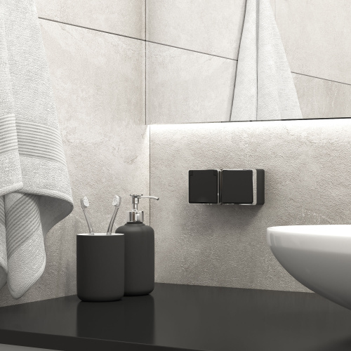 Выключатель одноклавишный влагозащищенный Gallant черный/хром W5010235 фото 4