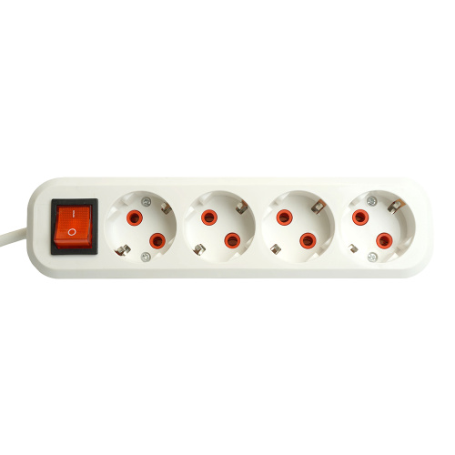 Удлинитель четырехместный с/з  с выключ. STEKKER HM07-41-02 3x1мм2, 2м, серия Home (У16А-003), белый фото 6