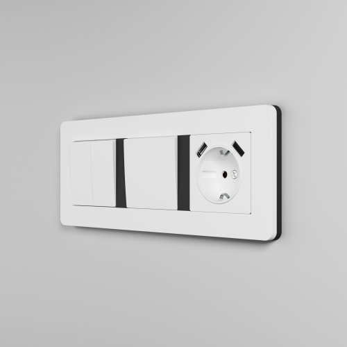 Рамка из поликарбоната на 3 поста Split белый/черный, soft-touch W0033068 фото 4