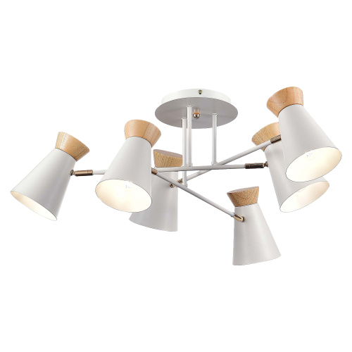 SLE1252-502-06 Светильник потолочный Белый, Золотистый/Белый, Дерево E27 6*60W ALFEO фото 6
