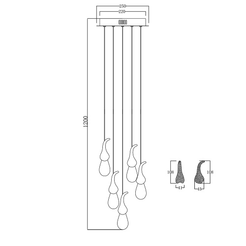 Подвесной светильник OMG07287-5 gold фото 2