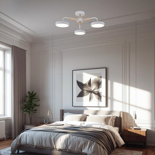 Светильник на штанге Escada 10270/3 LED*60W White/Wood фото 2 Светильник на штанге Escada 10270/3 LED*60W White/Wood фото 2