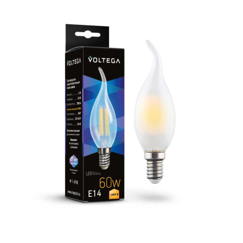 Лампа светодиодная Voltega E14 6W 3000K прозрачная 7210 Лампа светодиодная Voltega E14 6W 3000K прозрачная 7210