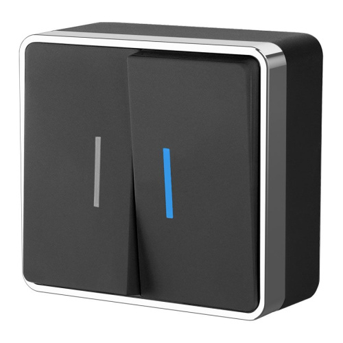 Выключатель двухклавишный с подсветкой Gallant черный/хром W5020135 Выключатель двухклавишный с подсветкой Gallant черный/хром W5020135