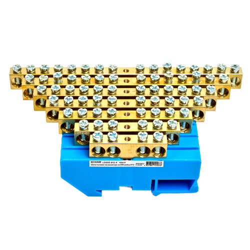 Шина"N" на изоляторе STEKKER 8*12 на DIN-рейку 6 выводов, синий, LD555-812-6 фото 5