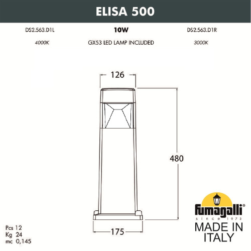 Fumagalli Ландшафтный фонарь FUMAGALLI ELISA 500 DS2.563.000.AXD1L фото 3 Fumagalli Ландшафтный фонарь FUMAGALLI ELISA 500 DS2.563.000.AXD1L фото 3