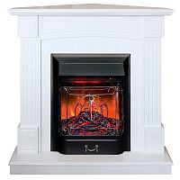 Каминокомплект ANDREA CORNER/АЛЬФА УГЛ. Беленый дуб с очагом Электроочаг MAJESTIC LUX RC/МАДЖЕСТИК С ПУЛЬТОМ