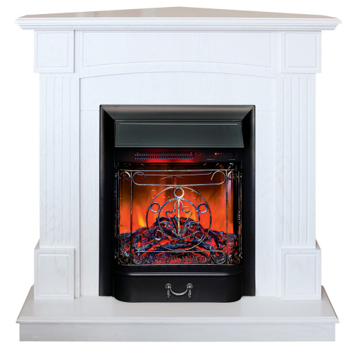 Каминокомплект ANDREA CORNER/АЛЬФА УГЛ. Беленый дуб с очагом Электроочаг MAJESTIC LUX RC/МАДЖЕСТИК С ПУЛЬТОМ