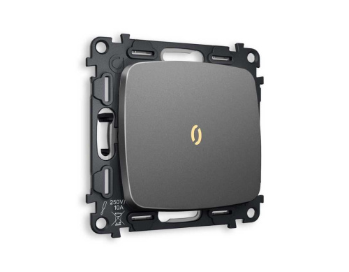 Комплект механизма 1-кл выключателя AMBRELLA VOLT с подсветкой 3200K OMEGA Антрацит серый QUANT (OP6520, VM101, G11Y) MO652010 Комплект механизма 1-кл выключателя AMBRELLA VOLT с подсветкой 3200K OMEGA Антрацит серый QUANT (OP6520, VM101, G11Y) MO652010