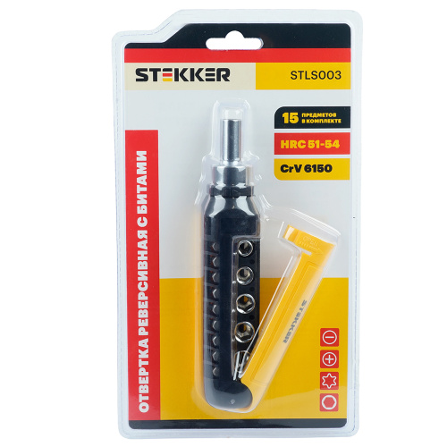 STLS003 Отвертка реверсивная с битами, 15 предметов фото 4