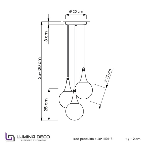 Подвесной светильник Lumina Deco Rocherro LDP 11191-3 BK
