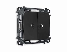 Комплект механизма 2-кл выключателя AMBRELLA VOLT с подсветкой 5600K OMEGA Черный матовый QUANT (OP8040, VM115, G14W) MO804015