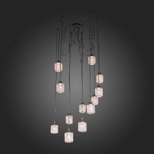 SL193.303.12 Светильник подвесной Черный/Латунь,Прозрачный E27 12*60W FORTO фото 6