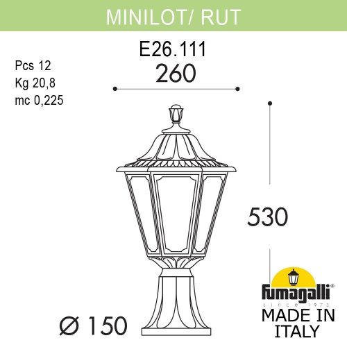 Fumagalli Ландшафтный фонарь FUMAGALLI MINILOT/RUT E26.111.000.WXE27 фото 2 Fumagalli Ландшафтный фонарь FUMAGALLI MINILOT/RUT E26.111.000.WXE27 фото 2