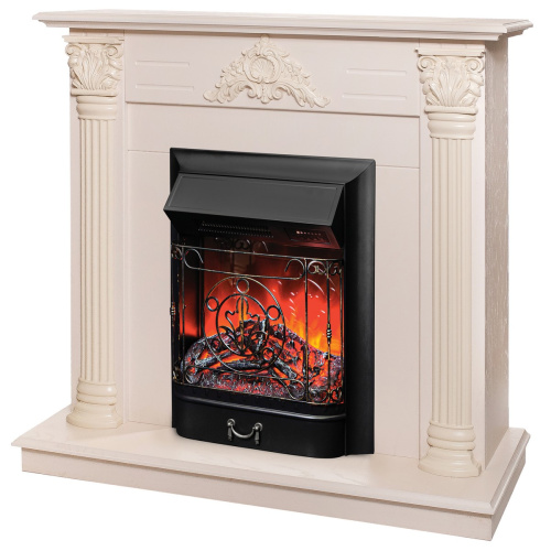 Каминокомплект STEFANIA/ВИОЛА Слоновая кость с очагом Электроочаг MAJESTIC LUX RC/МАДЖЕСТИК С ПУЛЬТОМ фото 2