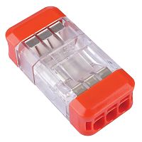 Клемма разъемная монтажная 3-проводная STEKKER для подключения фазных одножильных проводников, LD700-413