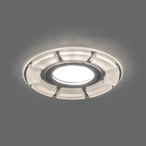Светильник встраиваемый с LED подсветкой Feron CD993 потолочный MR16 G5.3 белый матовый, хром фото 2 Светильник встраиваемый с LED подсветкой Feron CD993 потолочный MR16 G5.3 белый матовый, хром фото 2
