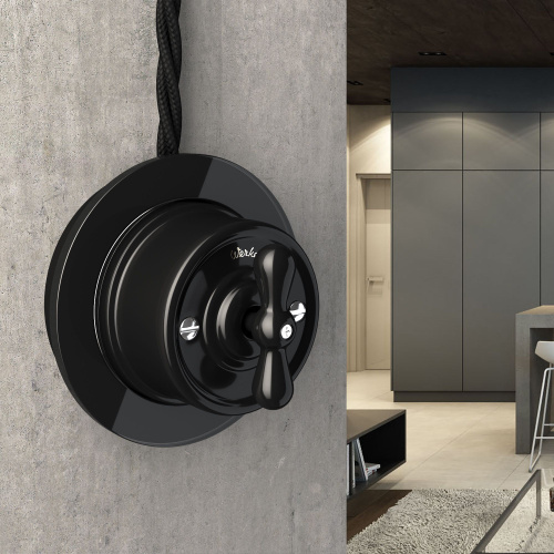 Выключатель на 4 положения двухклавишный черный ретро W5620008 фото 4