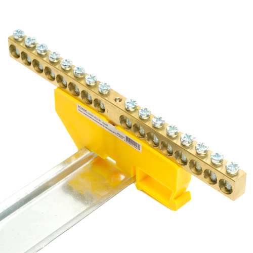 Шина "PE" STEKKER на изоляторе 8*12 на DIN-рейку 16 выводов, желтый, LD555-812-16 фото 4
