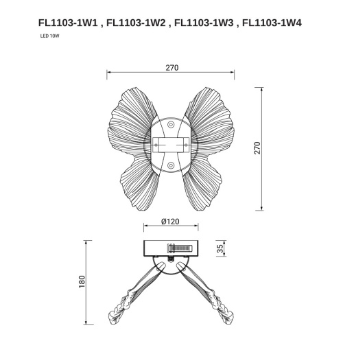 Бра  Borboleta Blue FL1103-1W2 фото 2