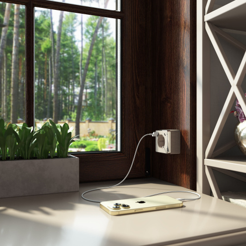 Розетка с заземлением, шторками и USB тип A+C Gallant шампань рифленый W5071710 фото 2 Розетка с заземлением, шторками и USB тип A+C Gallant шампань рифленый W5071710 фото 2