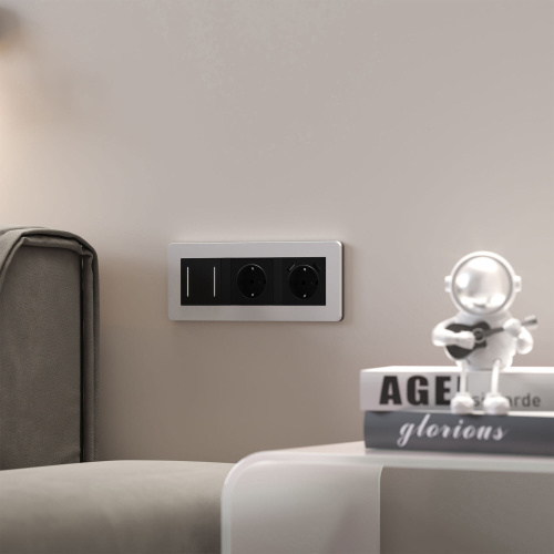 Рамка из поликарбоната на 3 поста Split белый/черный, soft-touch W0033068 фото 3