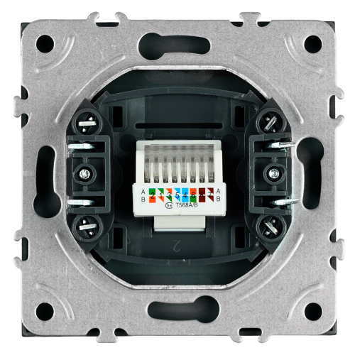 Розетка компьютерная 1-местная RJ-45 (механизм), STEKKER, серия Эмили, RST00-5117-10, платиново-серый, soft touch фото 6