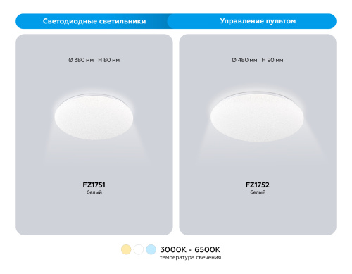 Потолочный светодиодный светильник с пультом 3000K-6500K 41Вт фото 9 Потолочный светодиодный светильник с пультом 3000K-6500K 41Вт фото 9