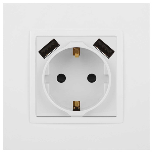 Розетка ЭРА Elegance 14-4109-01М 2P+E 16A-250В штор. с 2xUSB 5В-3А белый матовый Б0065773 фото 3 Розетка ЭРА Elegance 14-4109-01М 2P+E 16A-250В штор. с 2xUSB 5В-3А белый матовый Б0065773 фото 3