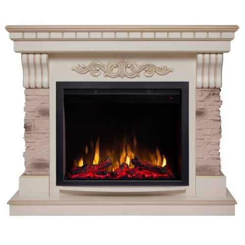 Электрокамин RealFlame Marseilles WT белый дуб с золотой патиной с очагом Saphir 25,5 фото 3 Электрокамин RealFlame Marseilles WT белый дуб с золотой патиной с очагом Saphir 25,5 фото 3