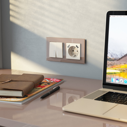 Выключатель двухклавишный с подсветкой (айвори матовый) W1120162 фото 2 Выключатель двухклавишный с подсветкой (айвори матовый) W1120162 фото 2