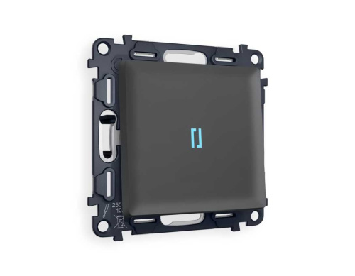 Комплект механизма 1-кл выключателя AMBRELLA VOLT с подсветкой 10000K ALFA Графит мягкое касание QUANT (AP9020, VM101, G17B) MA902020