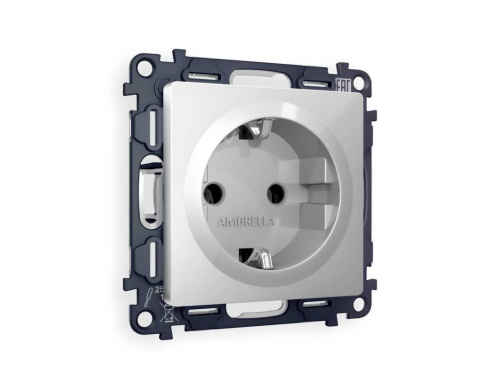 Комплект механизма электрической розетки AMBRELLA VOLT ALFA Серебро глянец с/з на винтовых зажимах QUANT (AP4060, VM141) MA406010